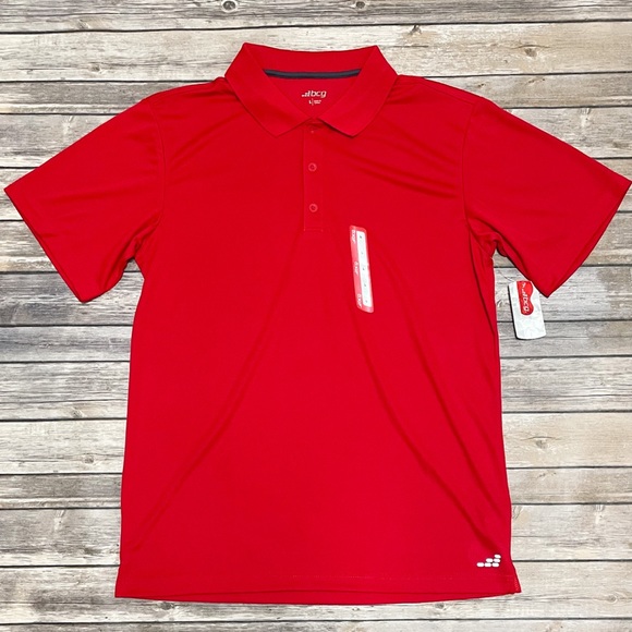 BCG Mens Tango Red Training Coaches Short Sleeve Textured Polo Shirt NWT Large - Picture 2 of 9